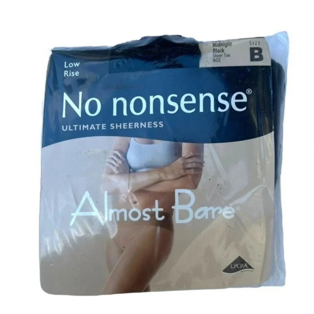 No Nonsense Almost Bare‎ Low Rise Pantyhose Midnight Black Sheer Toe Size B​​​